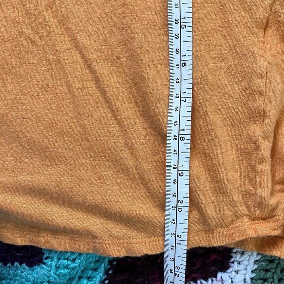 Chico's T-shirt Womens XL Linen Fringe Sleeve Orange Boho - Picture 9 of 9